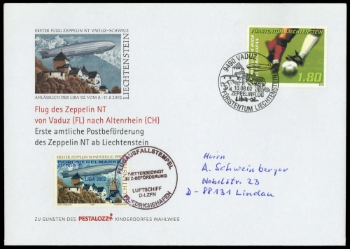 2002, Zeppelin,andere Luftschiffe,sonstiges, 1296, Brief