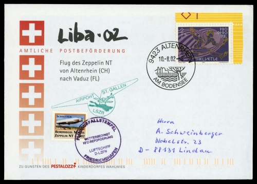 2002, Zeppelin,andere Luftschiffe,sonstiges, 1196, Brief
