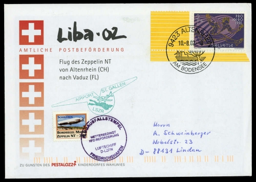2002, Zeppelin,andere Luftschiffe,sonstiges, 1196, Brief