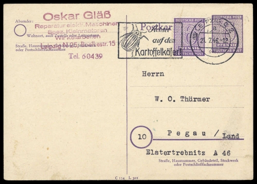 1945, SBZ Westsachsen, P 17 u.a., Brief