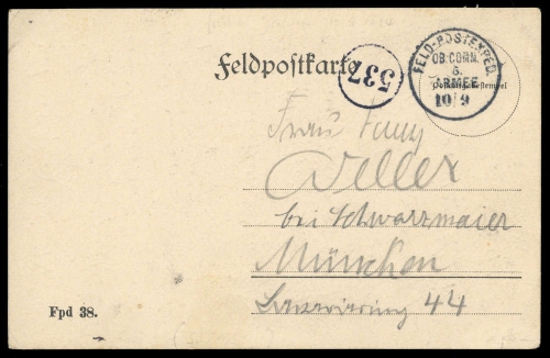 1914, Feldpost I. Wk, Brief