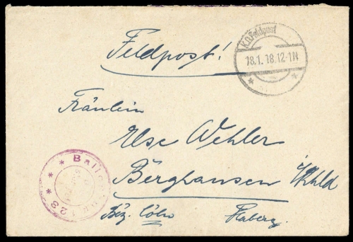 1918, Feldpost I. Wk, Brief