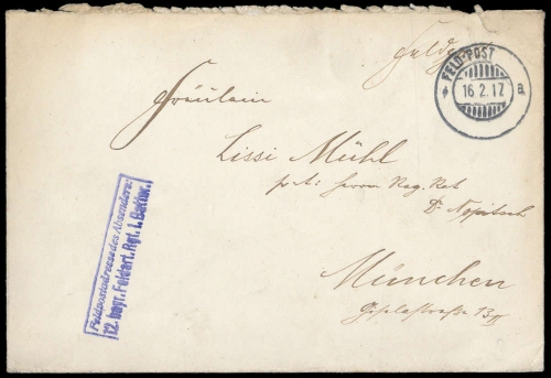 1917, Feldpost I. Wk, Brief