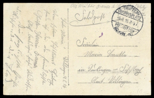 1916, Feldpost I. Wk, Brief