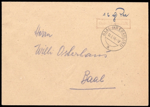 1946, Gebühr bezahlt, Belege 45-48, Notmaßnahmen, Brief