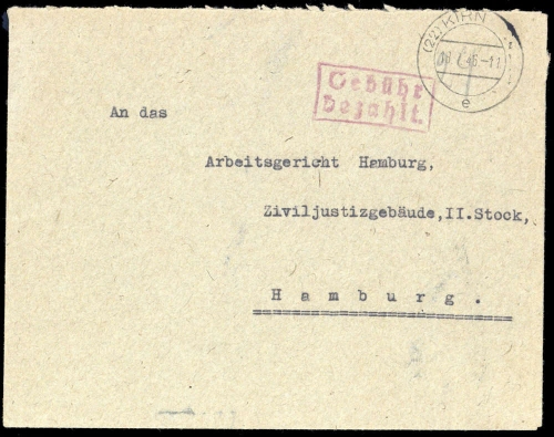 1946, Gebühr bezahlt, Belege 45-48, Notmaßnahmen, Brief
