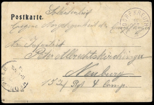 1904, Feldpost vor I. Wk, Brief