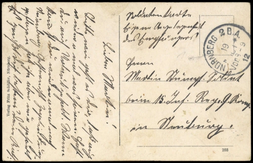 1912, Feldpost vor I. Wk, Brief