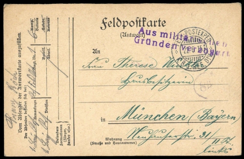 1915, Feldpost I. Wk, Brief