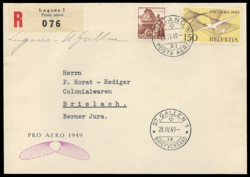 1949, Schweiz, 502 + 518, Brief
