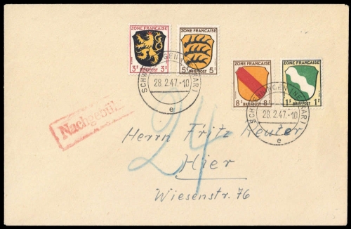 1945, Französische Zone Allgemeine Ausgabe, 1-4, Brief