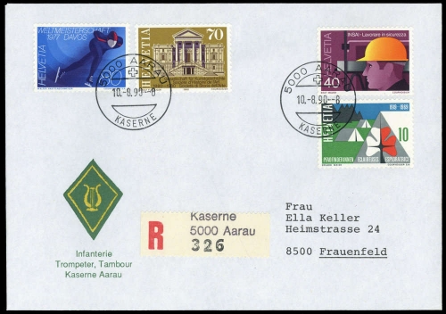 1990, Schweiz, 1082 u.a., Brief
