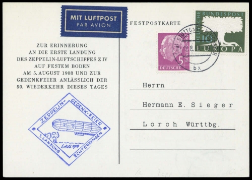 1958, Bundesrepublik Deutschland, 179 + 268, Brief