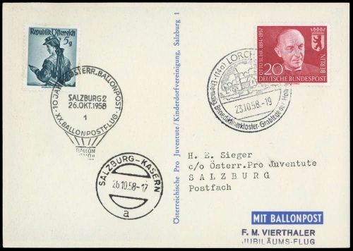 1958, Bundesrepublik Deutschland, BERLIN 181, Brief