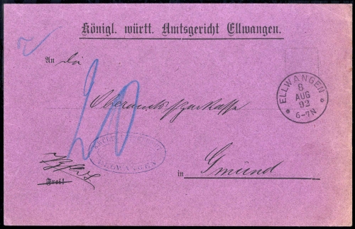 Altdeutschland Württemberg, Brief