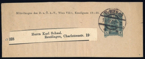 1906, Österreich, Streifband, Brief