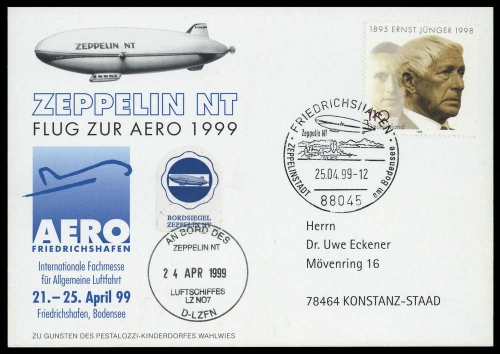 1999, Zeppelin,andere Luftschiffe,sonstiges, NT 9, Brief