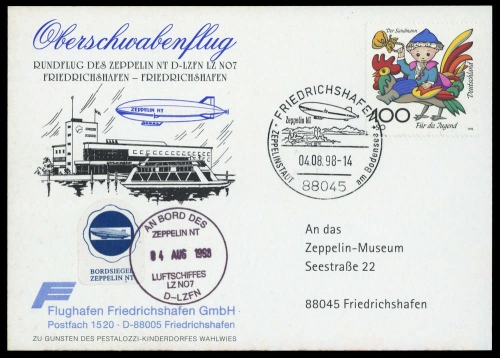 1998, Zeppelin,andere Luftschiffe,sonstiges, NT 4, Brief