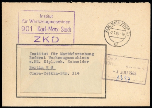 1965, DDR Dienst und ZKD allgemein, ZKD, Brief