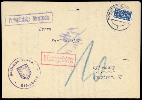 1950, Bizone Zwangszuschlagsmarken, 6, Brief