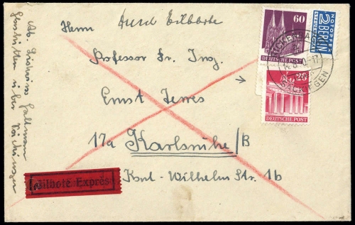 1948, Bizone, 93 eg Pl.-Nr. u.a., Brief