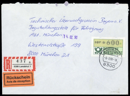 1981, Bundesrepublik Deutschland, ATM 1, Brief