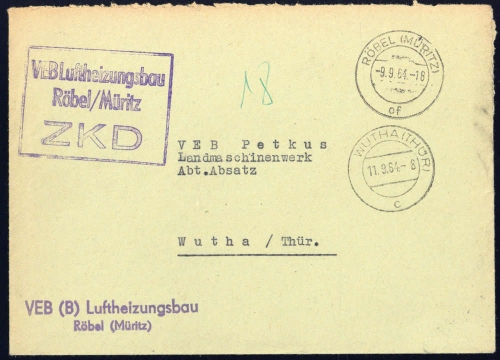 1964, DDR Dienst und ZKD allgemein, ZKD, Brief