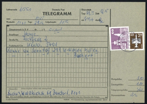 1984, DDR, 2868 u.a., Brief