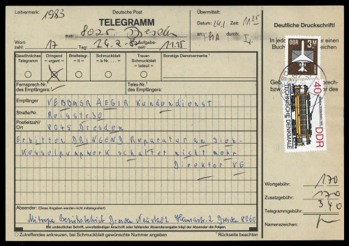 1984, DDR, 2868 u.a., Brief