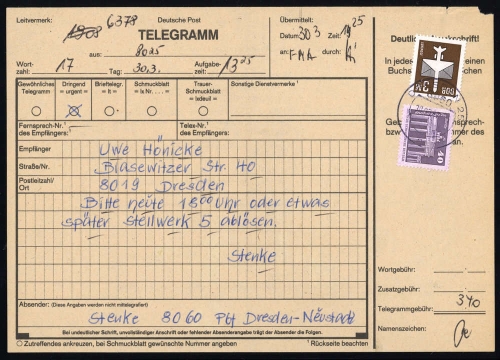 1984, DDR, 2868 u.a., Brief