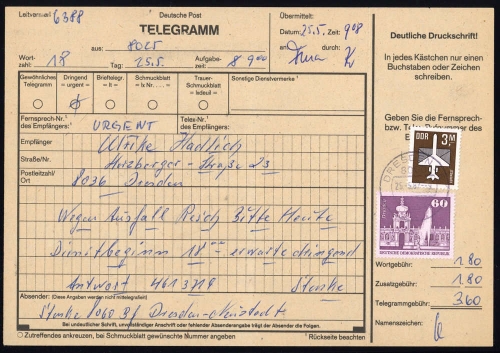 1984, DDR, 2868 u.a., Brief