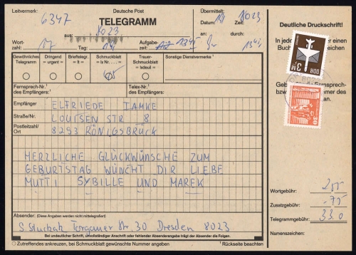 1984, DDR, 2868 u.a., Brief