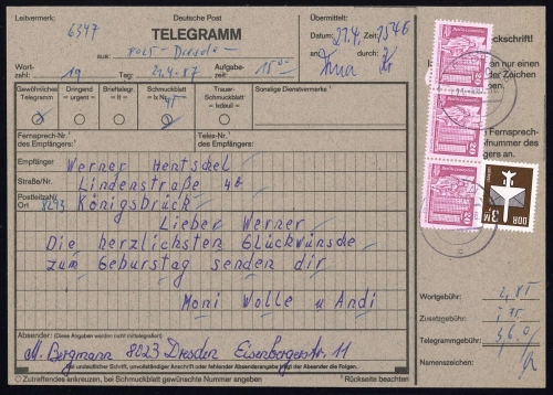 1984, DDR, 2868 u.a., Brief