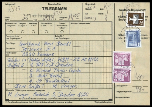 1984, DDR, 2868 u.a., Brief