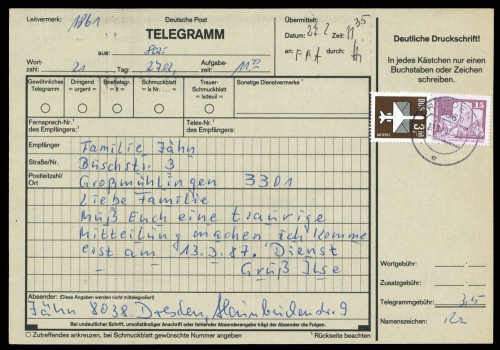 1984, DDR, 2868 u.a., Brief