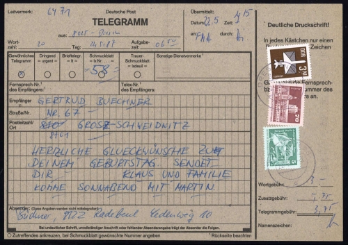 1984, DDR, 2868 u.a., Brief