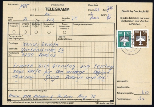 1984, DDR, 2868 u.a., Brief