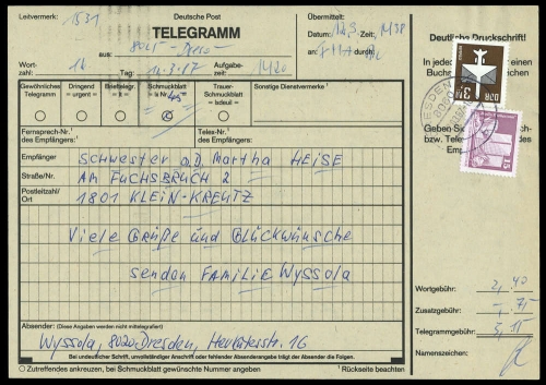 1984, DDR, 2868 u.a., Brief