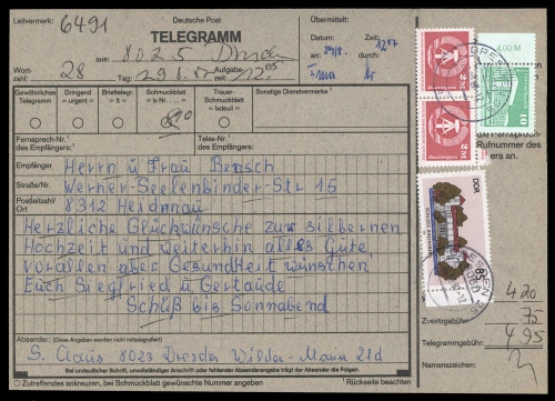 1980, DDR, 2550v (2) u.a., Brief