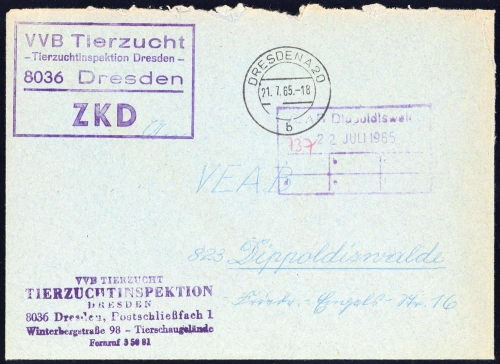 1965, DDR Dienst und ZKD allgemein, Brief