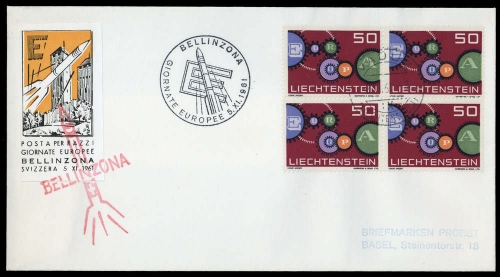 1961, Liechtenstein, 414 (4), Brief