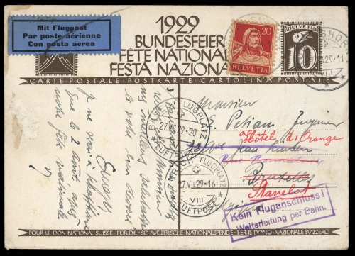1929, Schweiz, 179x u.a., Brief