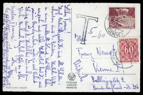 1954, Österreich, SCHWEIZ, Brief
