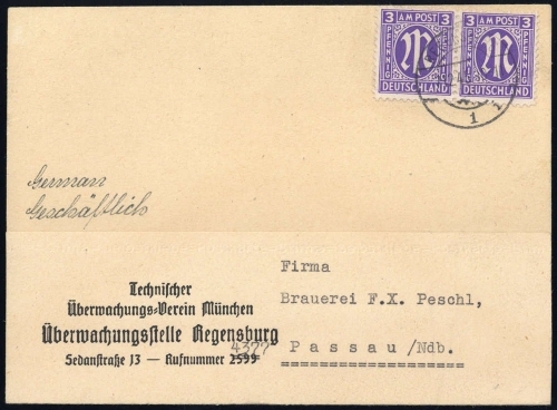 1945, Bizone, 1 x (2), Brief