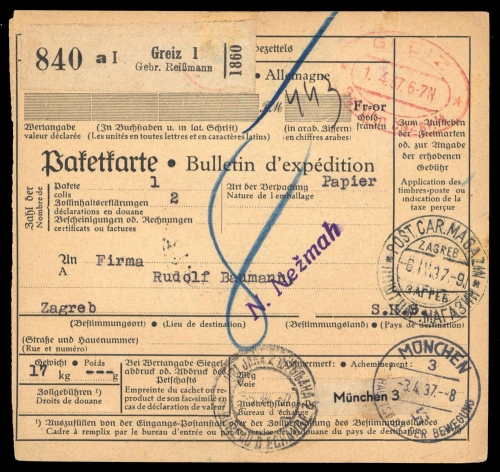 1937, Deutsches Reich, Brief