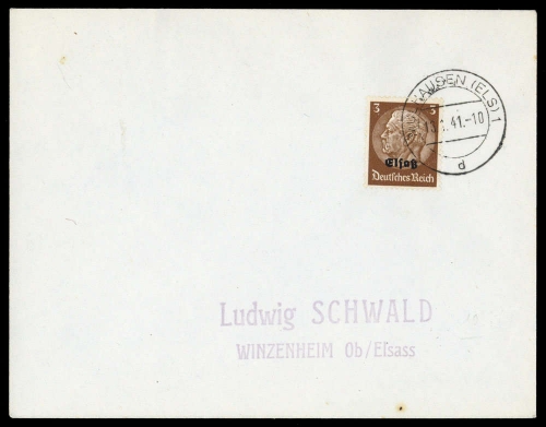 1940, Deutsche Besetzung II. WK Elsass, 1, Brief