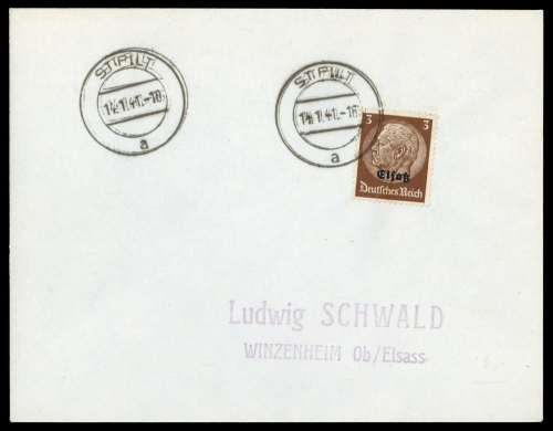 1940, Deutsche Besetzung II. WK Elsass, 1, Brief