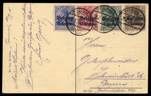 1914, Deutsche Besetzung I. WK Belgien, 1-4, Brief
