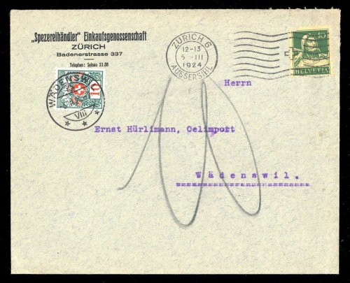 1924, Schweiz, 164 u.a., Brief