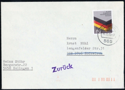 1985, Bundesrepublik Deutschland, 1265 Pk, Brief